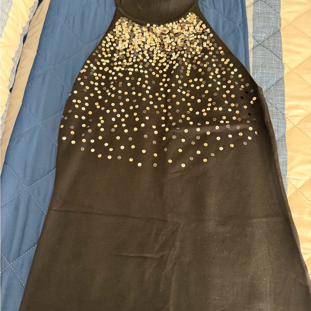 White House Black Market Black Tank Top with multicolor Sequin Detail